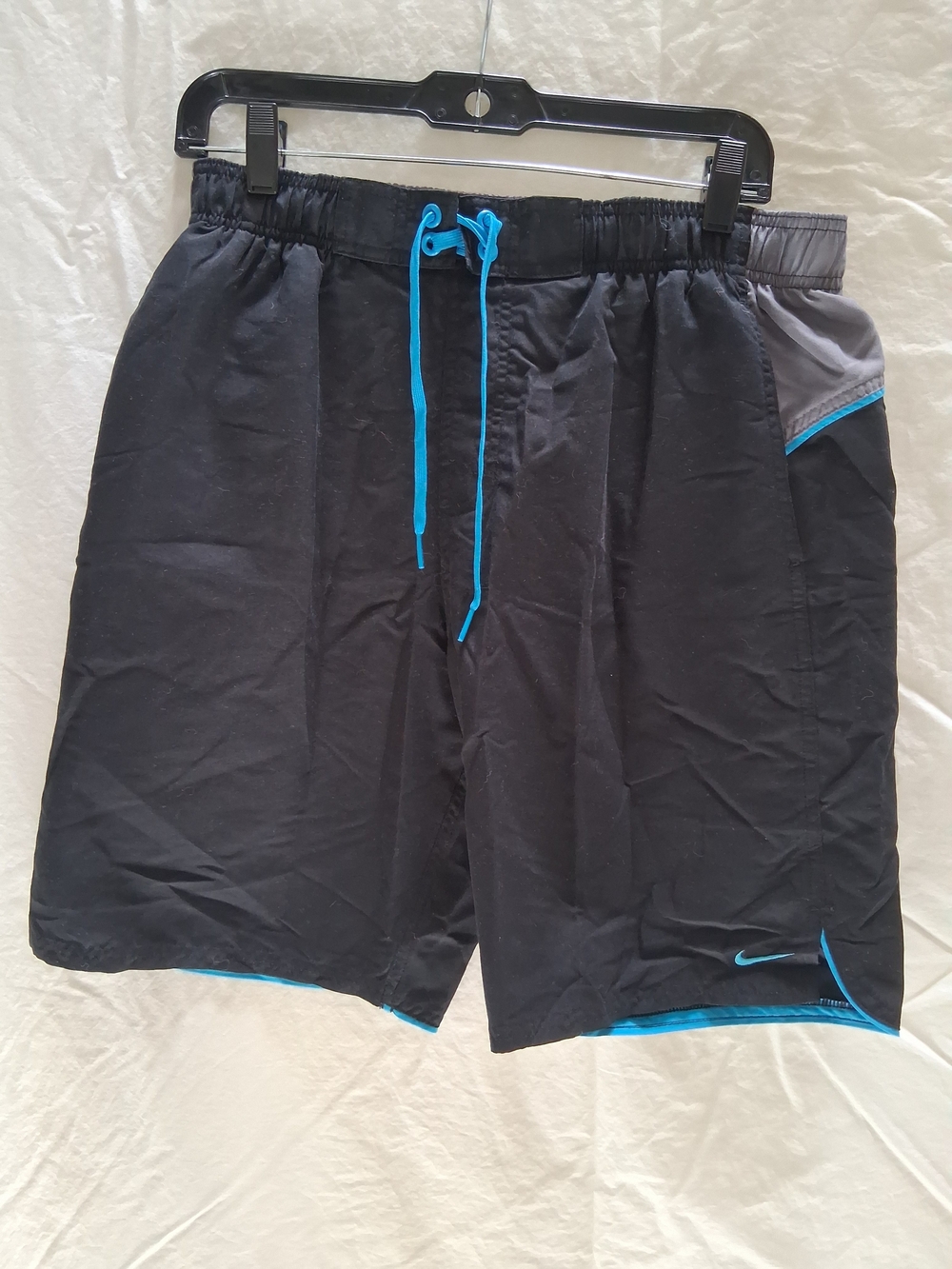 Nike Medium Black Shorts with Bright Blue Trim and Drawstring